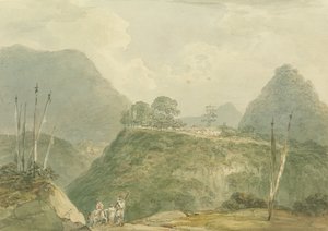 山区景观与河（wc和石墨在纸上）